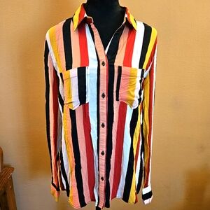 Love Fire Red and Yellow Casual Button Down Shirt